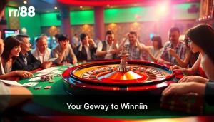 Experience the thrill of winning on trang chủ rr88 with an exciting roulette table and players in action!