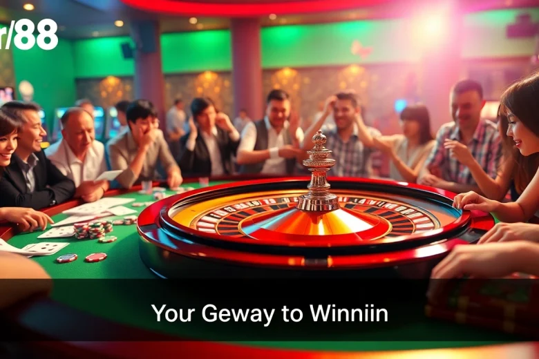 Experience the thrill of winning on trang chủ rr88 with an exciting roulette table and players in action!
