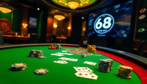 Experience thrilling action at Web 68 game bài's online poker table where high stakes meet luxury.