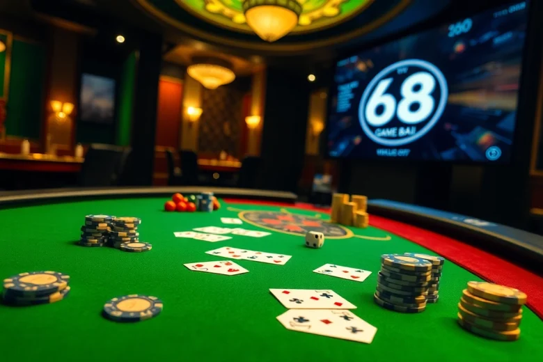 Experience thrilling action at Web 68 game bài's online poker table where high stakes meet luxury.