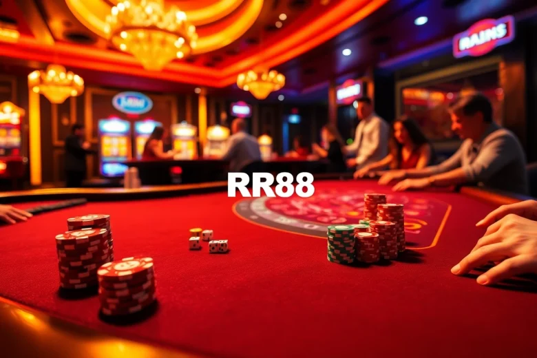 Players enjoying thrilling blackjack at RR88 Casino, showcasing poker chips and excitement.