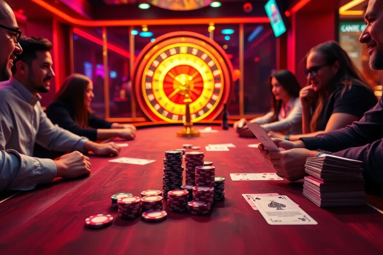 Exciting moments at a Nhà cái uy tín poker table with players strategizing.
