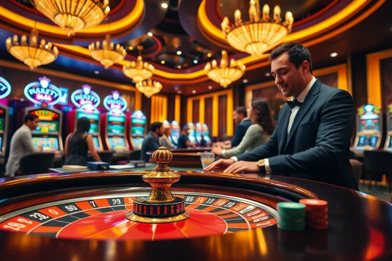 Engage in kèo nhà cái trực tiếp with lively casino activities at a roulette table.