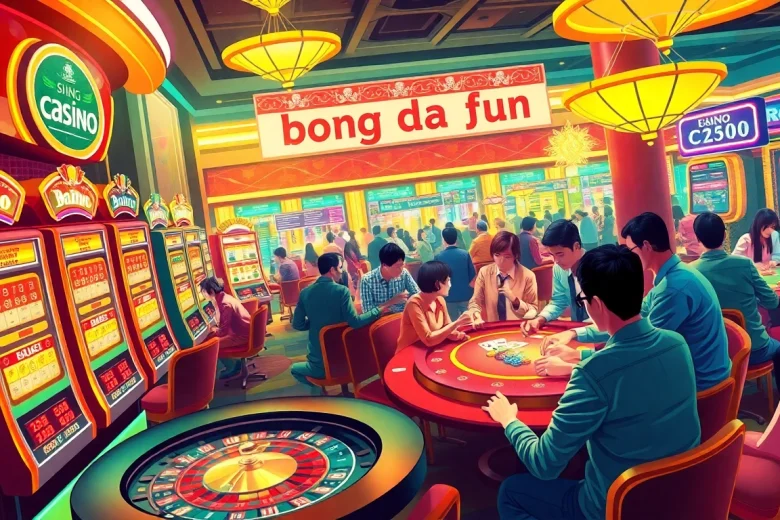 Experience the thrill of bong da lu fun with players enjoying poker and roulette action in a vibrant casino atmosphere.