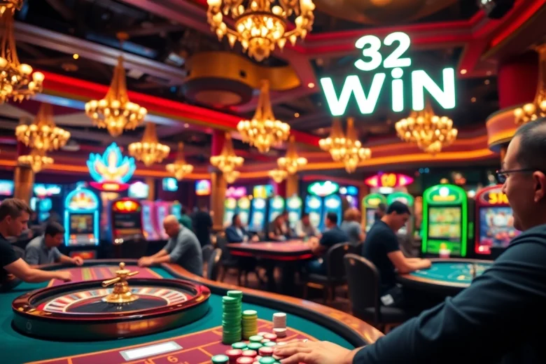 Experience the thrill of winning at a lively casino with 32 Win poker tables and roulette.
